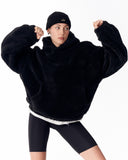 Women's Oversized Plush Hoodie in Black (10)
