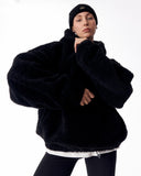 Women's Oversized Plush Hoodie in Black (8)