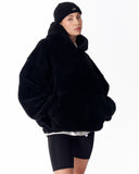 Women's Oversized Plush Hoodie in Black (2)