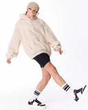 Women's Oversized Plush Hoodie in Beige (9)