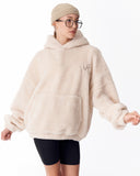 Women's Oversized Plush Hoodie in Beige