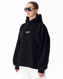 "Slogan" Puff Printed Women's Extra Oversized Hoodie Black (3)