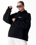"Slogan" Puff Printed Women's Extra Oversized Hoodie Black (9)