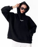 "Slogan" Puff Printed Women's Extra Oversized Hoodie Black (2)