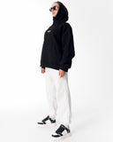"Slogan" Puff Printed Women's Extra Oversized Hoodie Black (11)