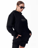 Rebirth Women's Orange 3D Printed Oversized Black Hoodie (4)