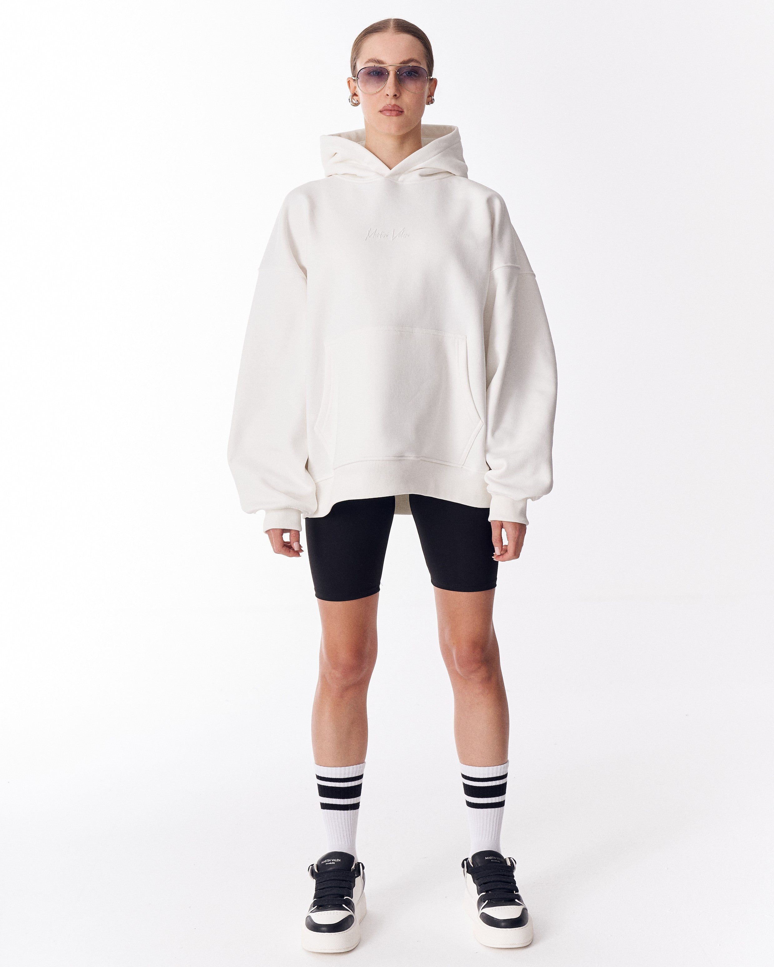 Back Embroidery Oversized White Hoodie For Women | MV – Martin Valen