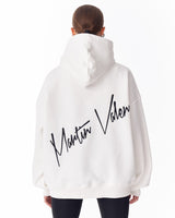 Hoodie Oversize Bianca con Ricamo sul Retro per Donna