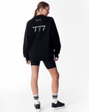 '777' Women's Oversized Designer Sweatshirt in Black