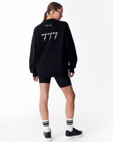 '777' Oversized Designer Sweatshirt voor Dames in Zwart