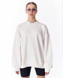 '777' Women's Oversized Designer Sweatshirt in White