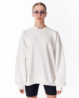 '777' Oversized Designer Sweatshirt voor Dames in Wit