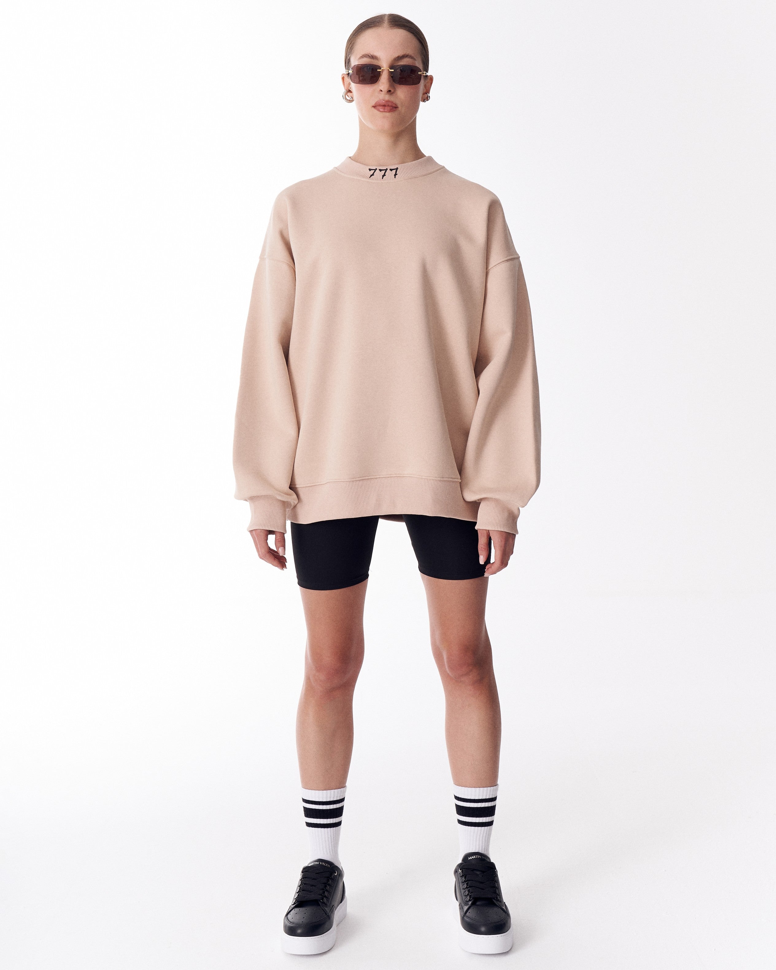 777' Women's Oversized Designer Sweatshirt in Beige | MV | Martin