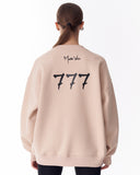 '777' Women's Oversized Designer Sweatshirt in Beige (9)