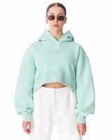 Felpa con Cappuccio Oversize Crop da Donna Verde Menta