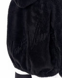 Women's Black Plush Zipper Hoodie With Embroidery Print (9)