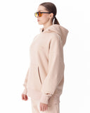 Women's Side Button Beige Hoodie (2)