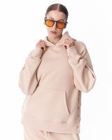 Hoodie Beige con Bottoni Laterali per Donna