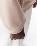 Minimalist Sleeve Printed Beige Oversized Hoodie (10)