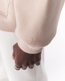 Minimalist Sleeve Printed Beige Oversized Hoodie (11)