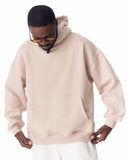 Minimalist Sleeve Printed Beige Oversized Hoodie (15)