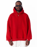 Minimalist Sleeve Printed Red Oversized Hoodie (9)