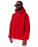 Minimalist Sleeve Printed Red Oversized Hoodie (17)