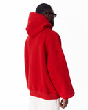 Minimalist Sleeve Printed Red Oversized Hoodie (15)