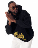 Pocket Embroidery Oversized Black Hoodie (10)