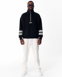 Sleeve Striped Half-Zipper Black Sweatshirt (19)