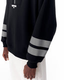 Sleeve Striped Half-Zipper Black Sweatshirt (14)