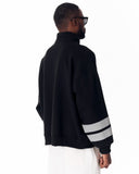 Sleeve Striped Half-Zipper Black Sweatshirt (11)