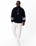 Sleeve Striped Half-Zipper Black Sweatshirt (16)
