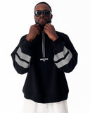 Sleeve Striped Half-Zipper Black Sweatshirt (12)