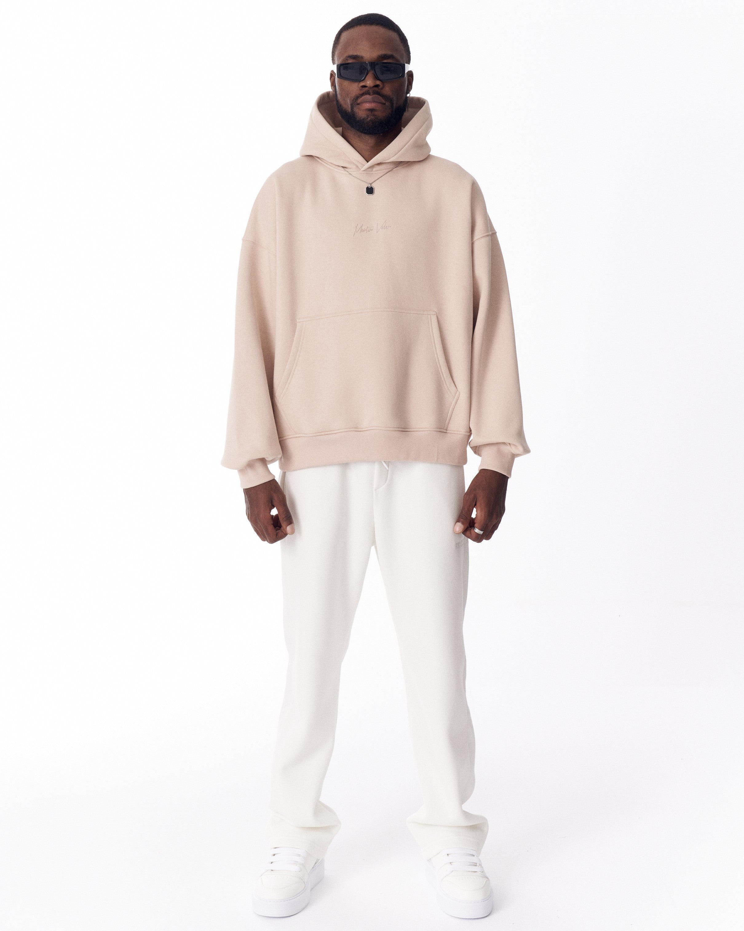 Back Embroidery Oversized Beige Hoodie | Martin Valen