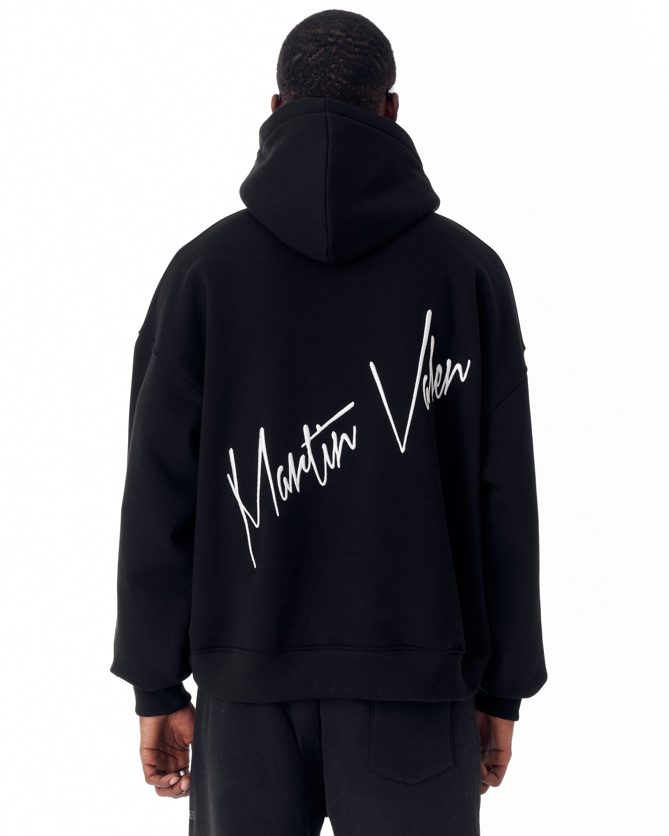 Back Embroidery Oversized Black Hoodie | Martin Valen