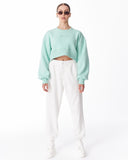 Women's Oversized Crop Sweatshirt Mint Green (8)