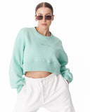 Women's Oversized Crop Sweatshirt Mint Green