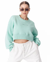 Oversized Crop Sweatshirt voor Dames in Mintgroen