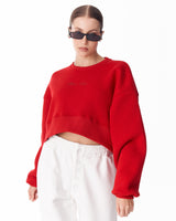 Oversized Crop Sweatshirt voor Dames in Rood