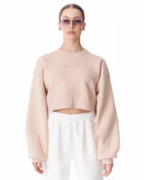 Oversized Crop Sweatshirt voor Dames in Beige