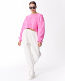 Women's Oversized Crop Sweatshirt Pink (8)