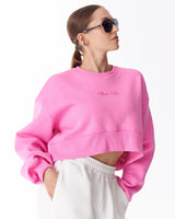 Oversized Crop Sweatshirt voor Dames in Roze