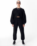 Women's Oversized Crop Sweatshirt Black (9)