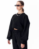 Women's Oversized Crop Sweatshirt Black (2)
