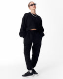 Women's Oversized Crop Sweatshirt Black (5)
