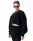 Women's Oversized Crop Sweatshirt Black (6)