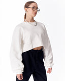 Women's Oversized Crop Sweatshirt White (4)