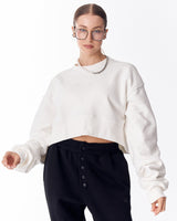 Oversized Crop Sweatshirt voor Dames in Wit
