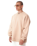 '777' Oversized Designer Beige Sweatshirt with 3D Rubber Printed